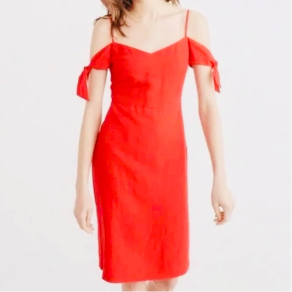 Abercrombie & Fitch Vibrant Red Cold-Shoulder Midi Dress